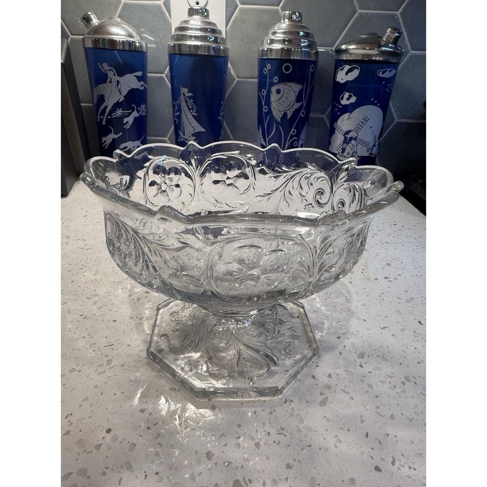 McKee Rock Crystal Clear 7" Compote Footed  Bowl  EAPG Depression Glass